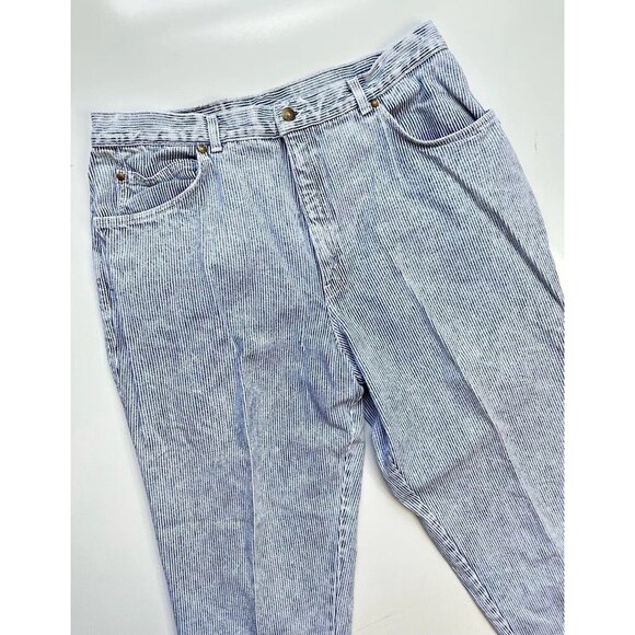 Levi's 900 Series Silver Tab 80s VTG Mom Jeans Blue White Railroad Stripe 34x30 - Picture 1 of 8